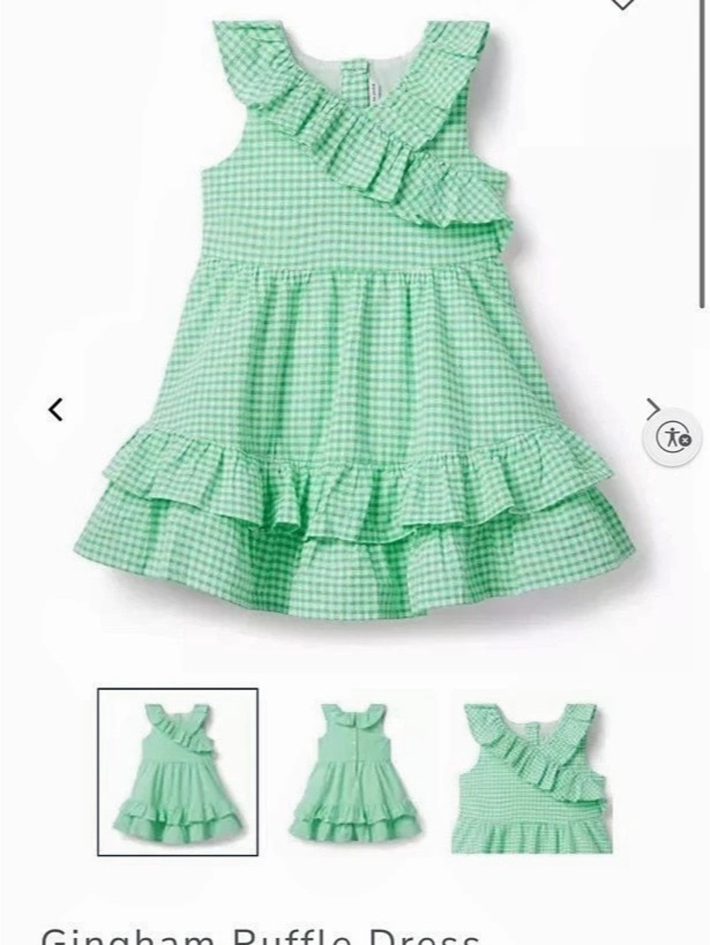 Janie and Jack Gingham Ruffle Dress Green & White Girls 3